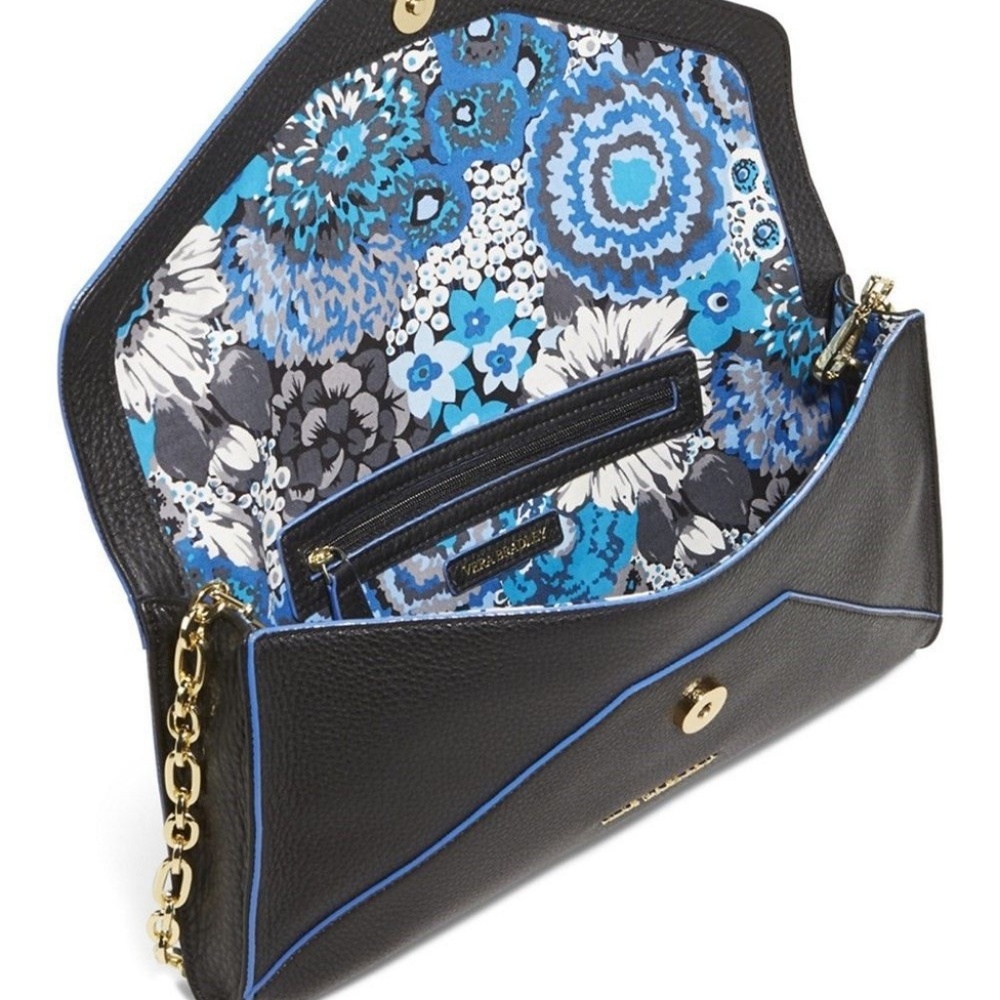 Vera Bradley $148 Harper Black Leather Clutch Bag